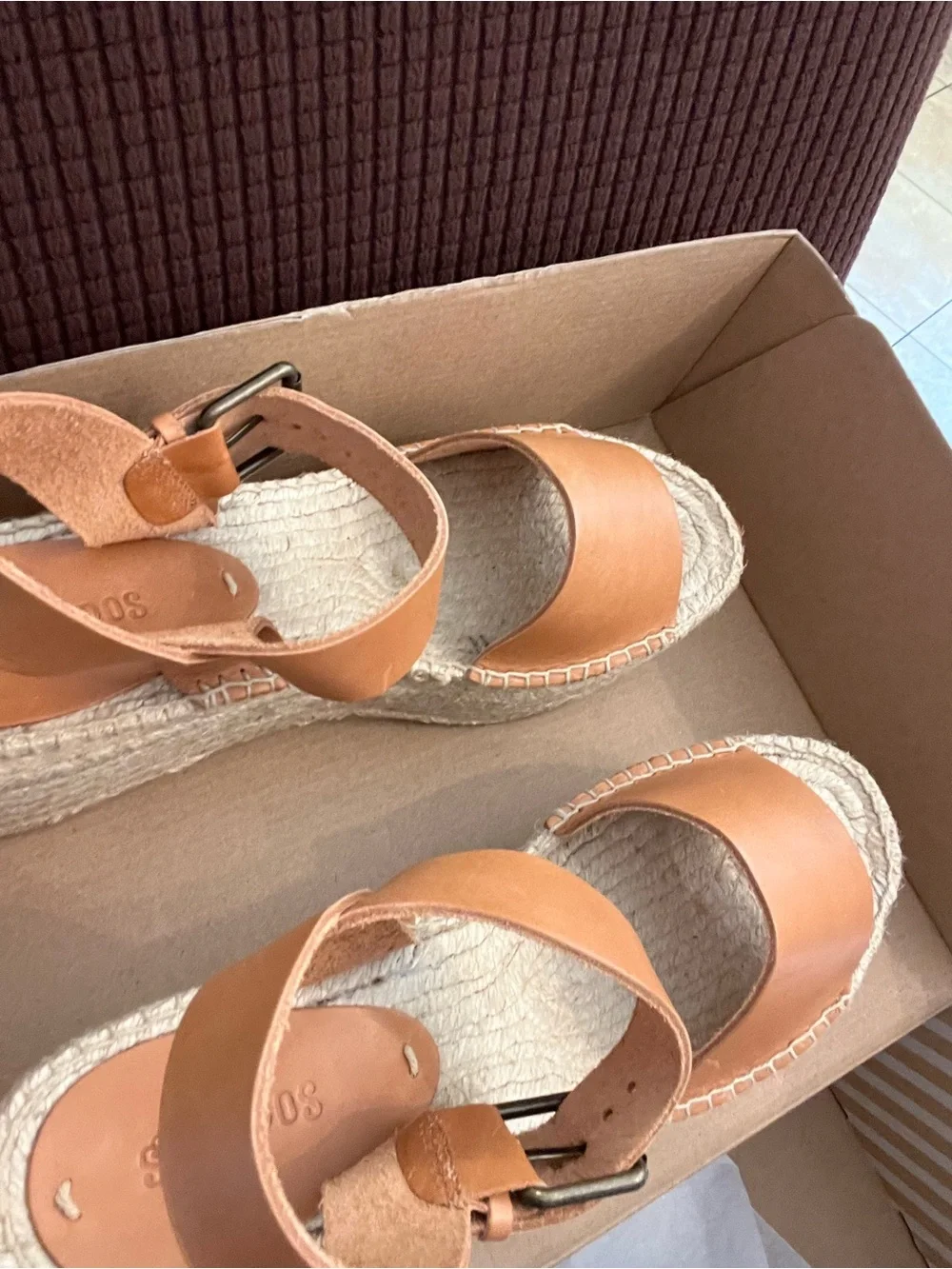 Soludos Nude Women’s Minorca High Platform Leather Sandal Box Label